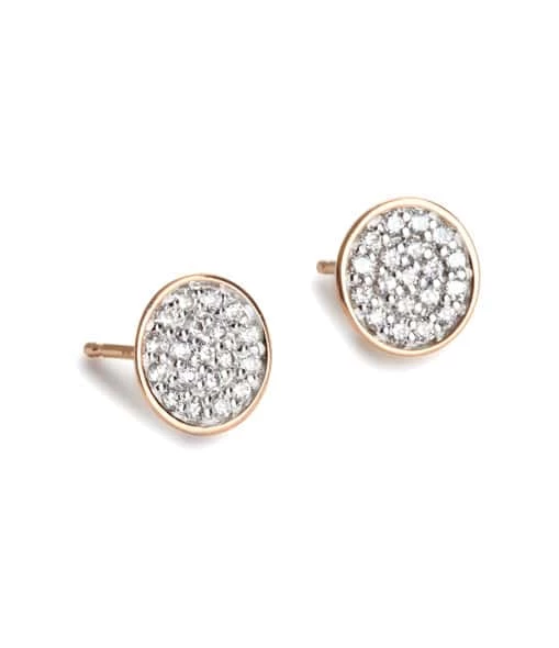 Ginette NY Boucles D'oreilles Ellipses & Sequins Ronds Or Rose Diamants 1 Ginette NY Boucles D'oreilles Ellipses & Sequins Ronds Or Rose Diamants
