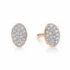Ginette NY Boucles D'oreilles Ellipses & Sequins Ovales Or Rose Diamants