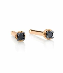 Ginette NY Boucles D'oreilles Icons Or Rose Diamant Noir