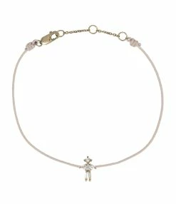 LITTLE ONES Bracelet Cordon Fille Or Rose Diamants