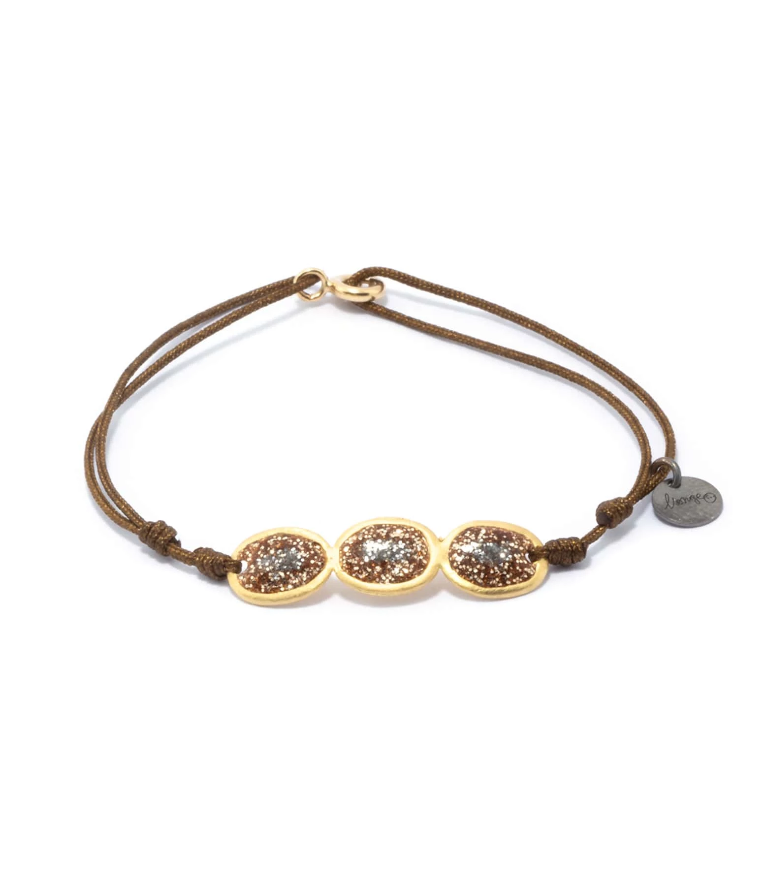LSONGE Bracelet Cordon Éclat XS 3 Médailles Taupe 1 LSONGE Bracelet Cordon Éclat XS 3 Médailles Taupe