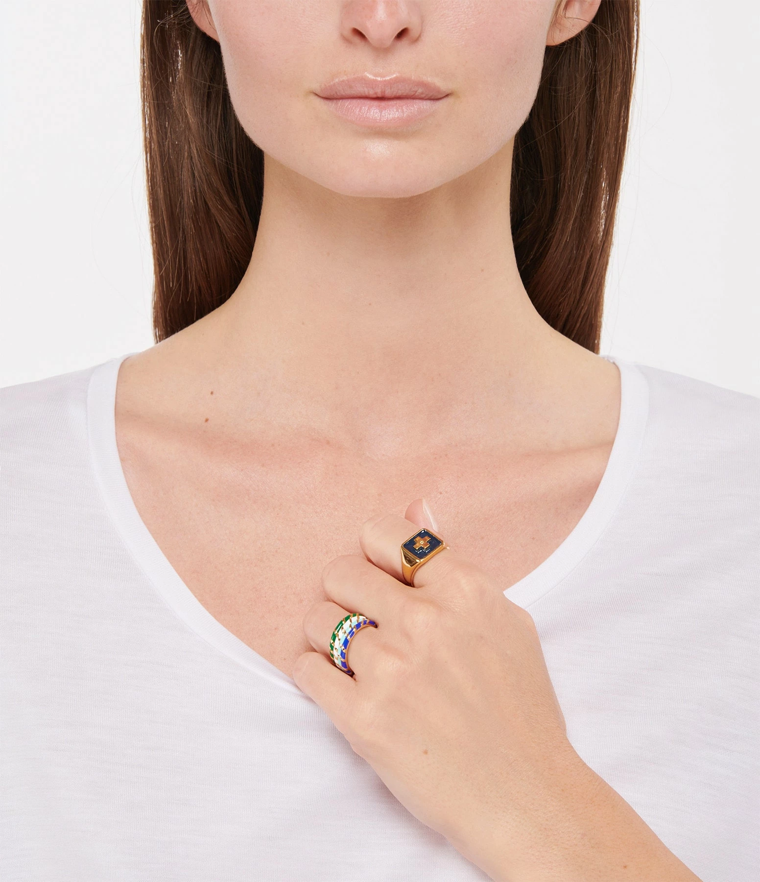 CABIROL Chevalière Destin Vermeil Bleu Jean 2 CABIROL Chevalière Destin Vermeil Bleu Jean – Image 2