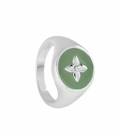 CABIROL Chevalière Croisette Argent Kaki