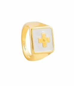 CABIROL Chevalière Destin Vermeil Blanc