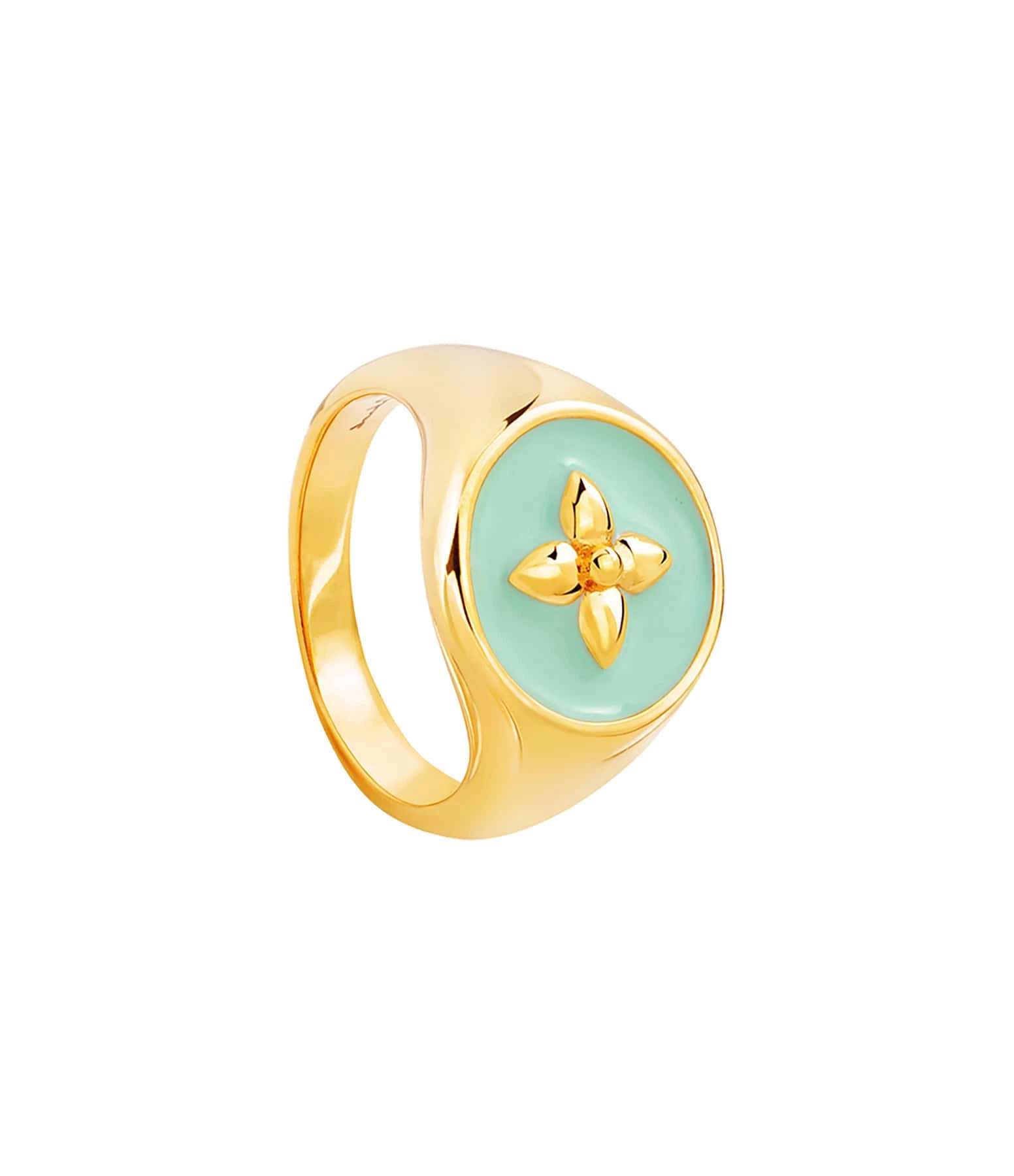 CABIROL Chevalière Croisette Vermeil Jade 1 CABIROL Chevalière Croisette Vermeil Jade