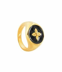 CABIROL Chevalière Croisette Vermeil Noir