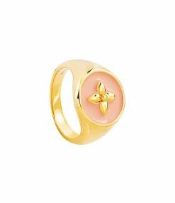 CABIROL Chevalière Croisette Vermeil Peau D'ange