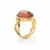 GOOSSENS PARIS Bague Cabochon Ovale Cristal De Roche Vieux Rose