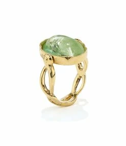 GOOSSENS PARIS Bague Cabochon Ovale Cristal De Roche Vert Clair