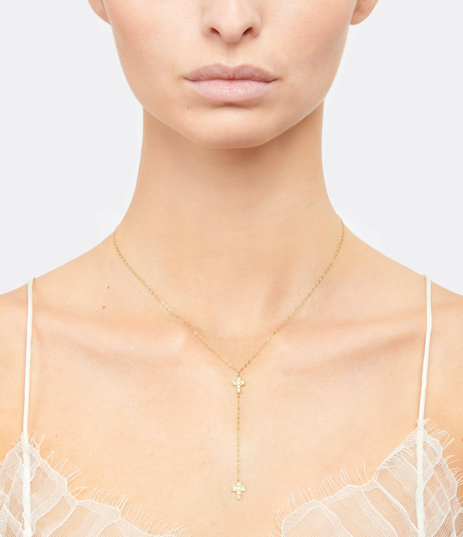 GIGI CLOZEAU Collier Chapelet Croix Or Diamants 6 GIGI CLOZEAU Collier Chapelet Croix Or Diamants – Image 6