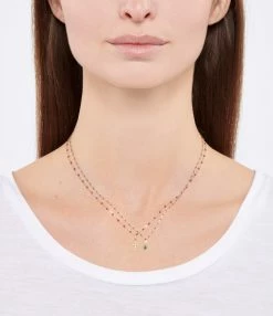 GIGI CLOZEAU Collier Lucky Cashmere Mini Résine Diamant Or Rose -COLLIERS Shop clozb look20211109 166