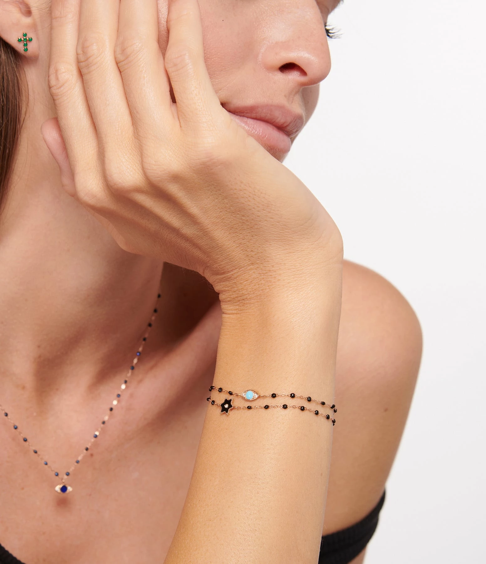 GIGI CLOZEAU Bracelet Eye Soirée Résine Turquoise Diamants Or Blanc 3 GIGI CLOZEAU Bracelet Eye Soirée Résine Turquoise Diamants Or Blanc – Image 3