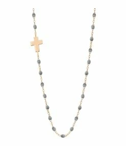 GIGI CLOZEAU Collier Intra Croix Perles Résine Or