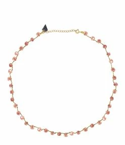 MON PRECIEUX GEM Collier Cœur Strawberry Quartz Rose