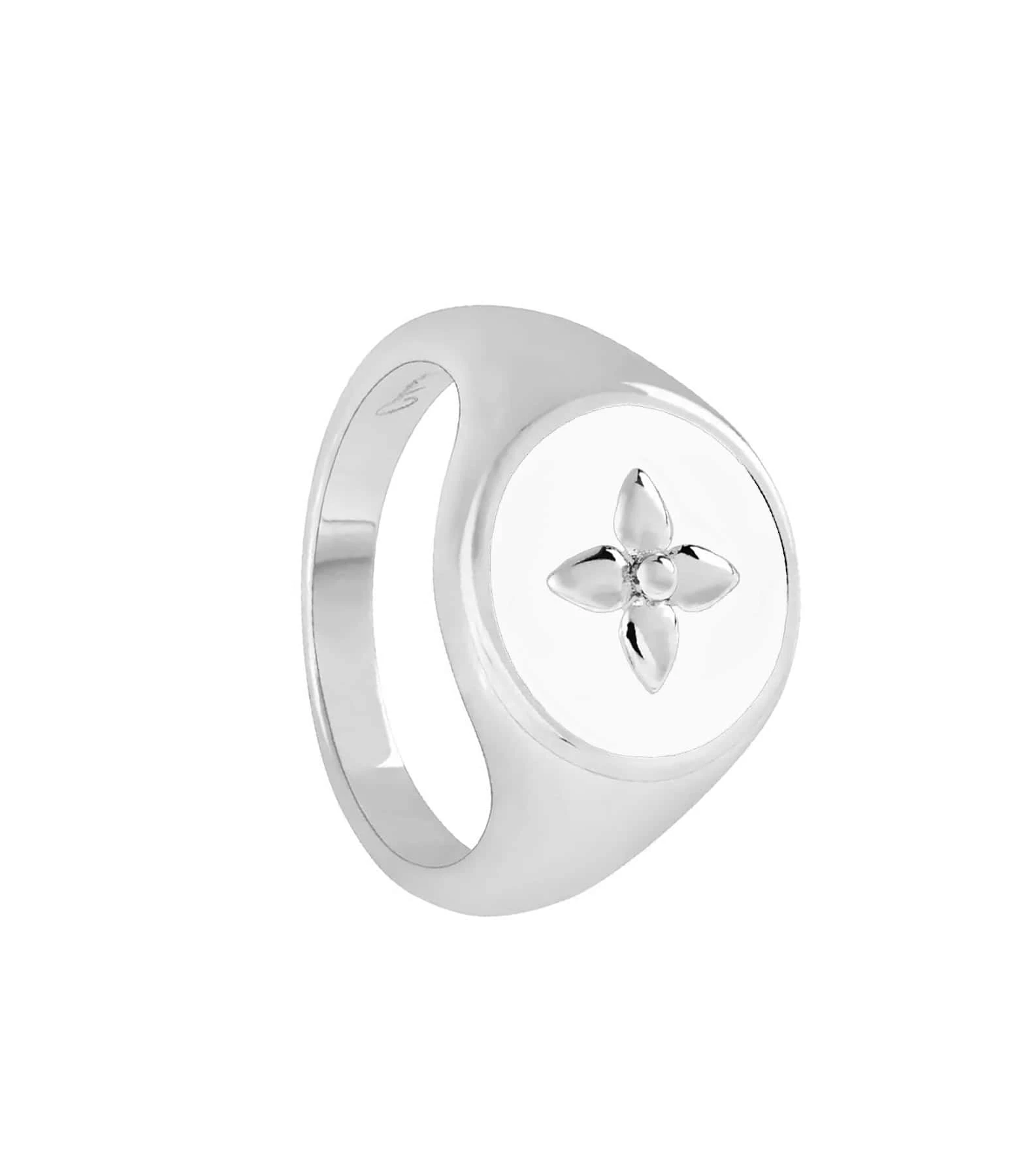 CABIROL Chevalière Croisette Argent Blanc 1 CABIROL Chevalière Croisette Argent Blanc