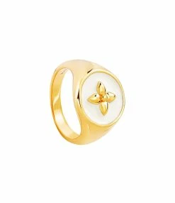 CABIROL Chevalière Croisette Vermeil Ivoire