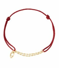 CHARLET Bracelet Diamantée Cordon Rouge Or Jaune
