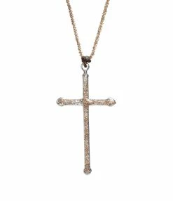 LSONGE Collier Croix XL Argent Blanc