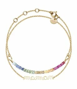 ATELIER PAULIN Bracelet Double Saphir Rainbow Maman Gold Filled
