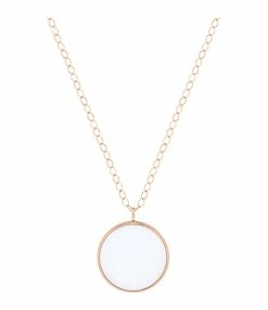 Ginette NY Sautoir Ever Disc Jumbo Agate Blanche Or Rose