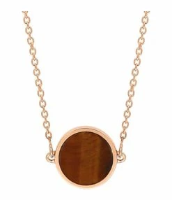 Ginette NY Collier Ever Mini Disc Œil De Tigre Or Rose