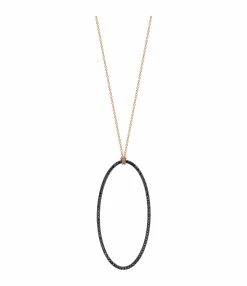 Ginette NY Collier Ellipses & Sequins Jumbo Or Rose Diamants Noirs