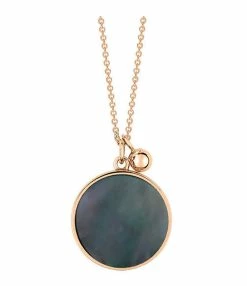 Ginette NY Collier Ever Disc Nacre Noire Or Rose