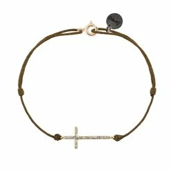 LSONGE Bracelet Croix L Cordon Taupe