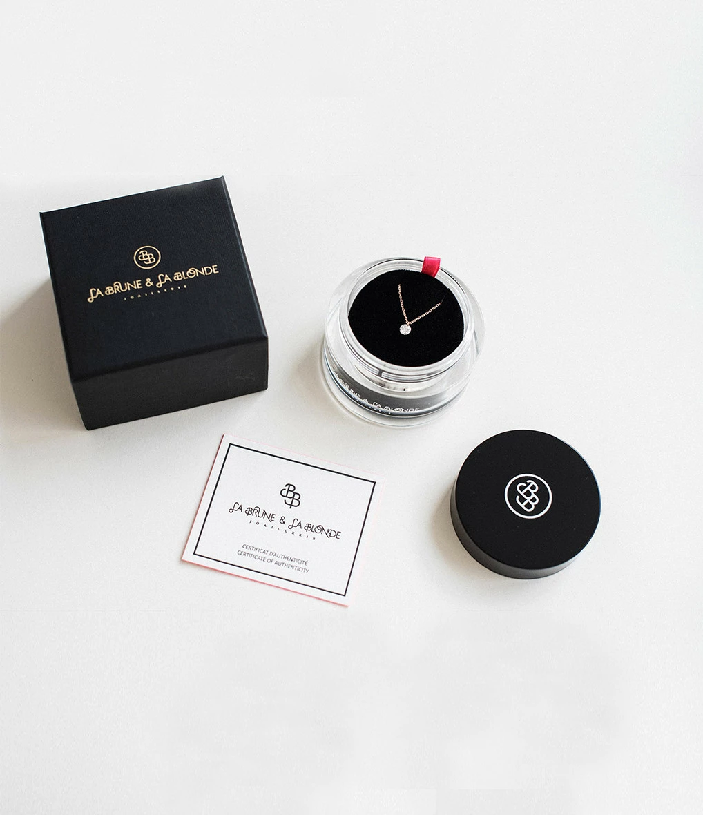 LA BRUNE & LA BLONDE Collier 360° Diamant Brillant 0,20 Or Rose 3 LA BRUNE & LA BLONDE Collier 360° Diamant Brillant 0,20 Or Rose – Image 3