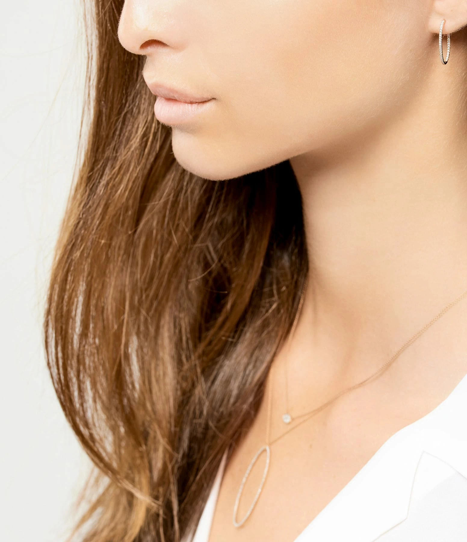 Ginette NY Créoles Ellipses & Sequins Or Rose Diamants 2 Ginette NY Créoles Ellipses & Sequins Or Rose Diamants – Image 2