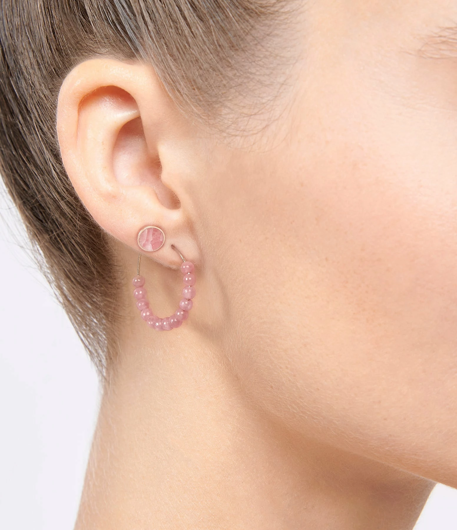 Ginette NY Boucles D'oreilles Ever Disc Rhodocrosite Or Rose 2 Ginette NY Boucles D'oreilles Ever Disc Rhodocrosite Or Rose – Image 2