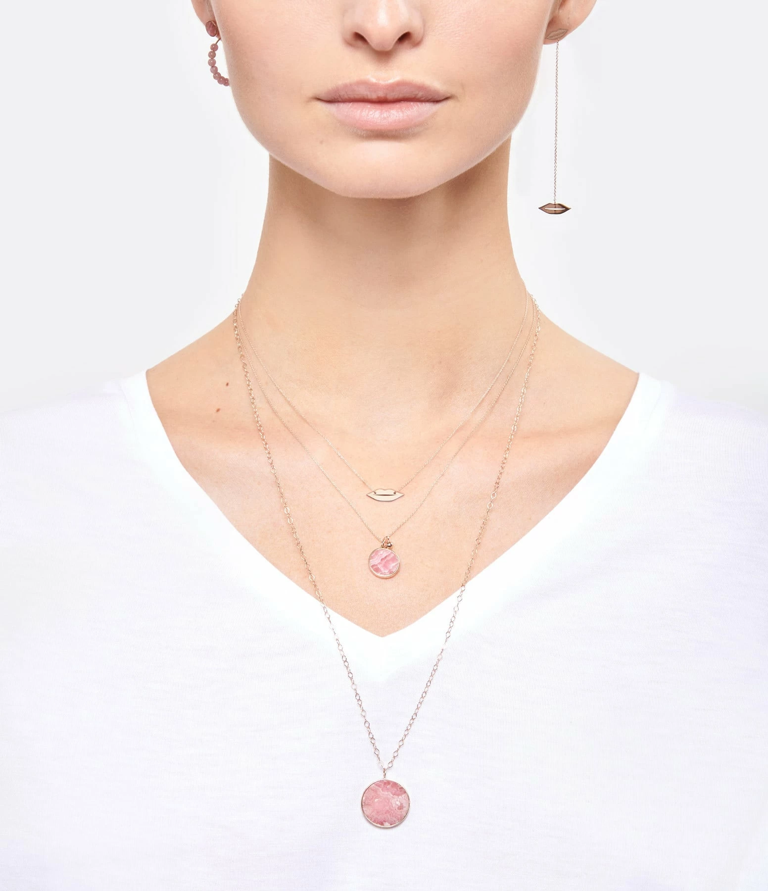 Ginette NY Boucles D'oreilles Ever Disc Rhodocrosite Or Rose 3 Ginette NY Boucles D'oreilles Ever Disc Rhodocrosite Or Rose – Image 3