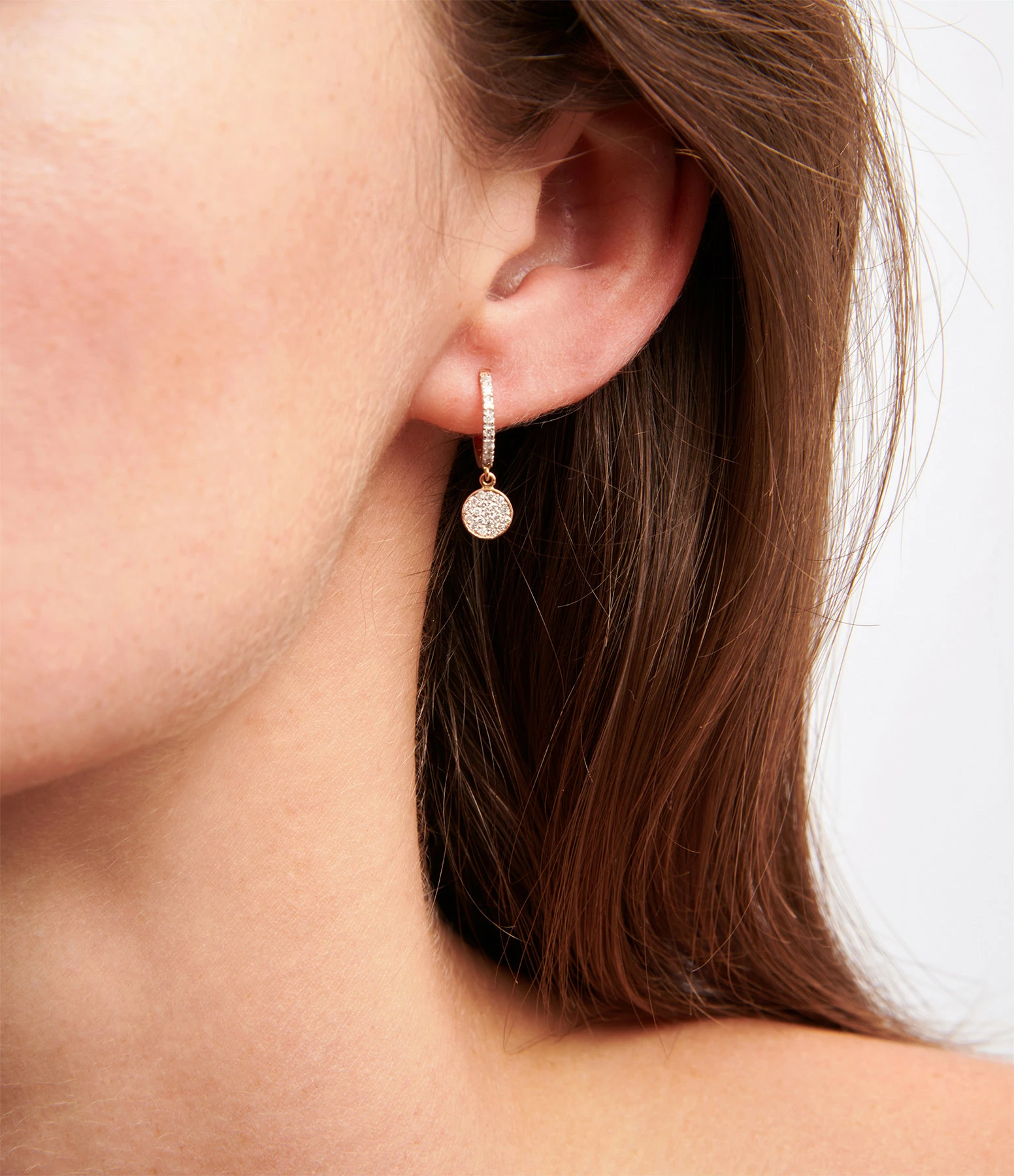 Ginette NY Boucles D'oreilles Mini Ever Diamants Or Rose 2 Ginette NY Boucles D'oreilles Mini Ever Diamants Or Rose – Image 2