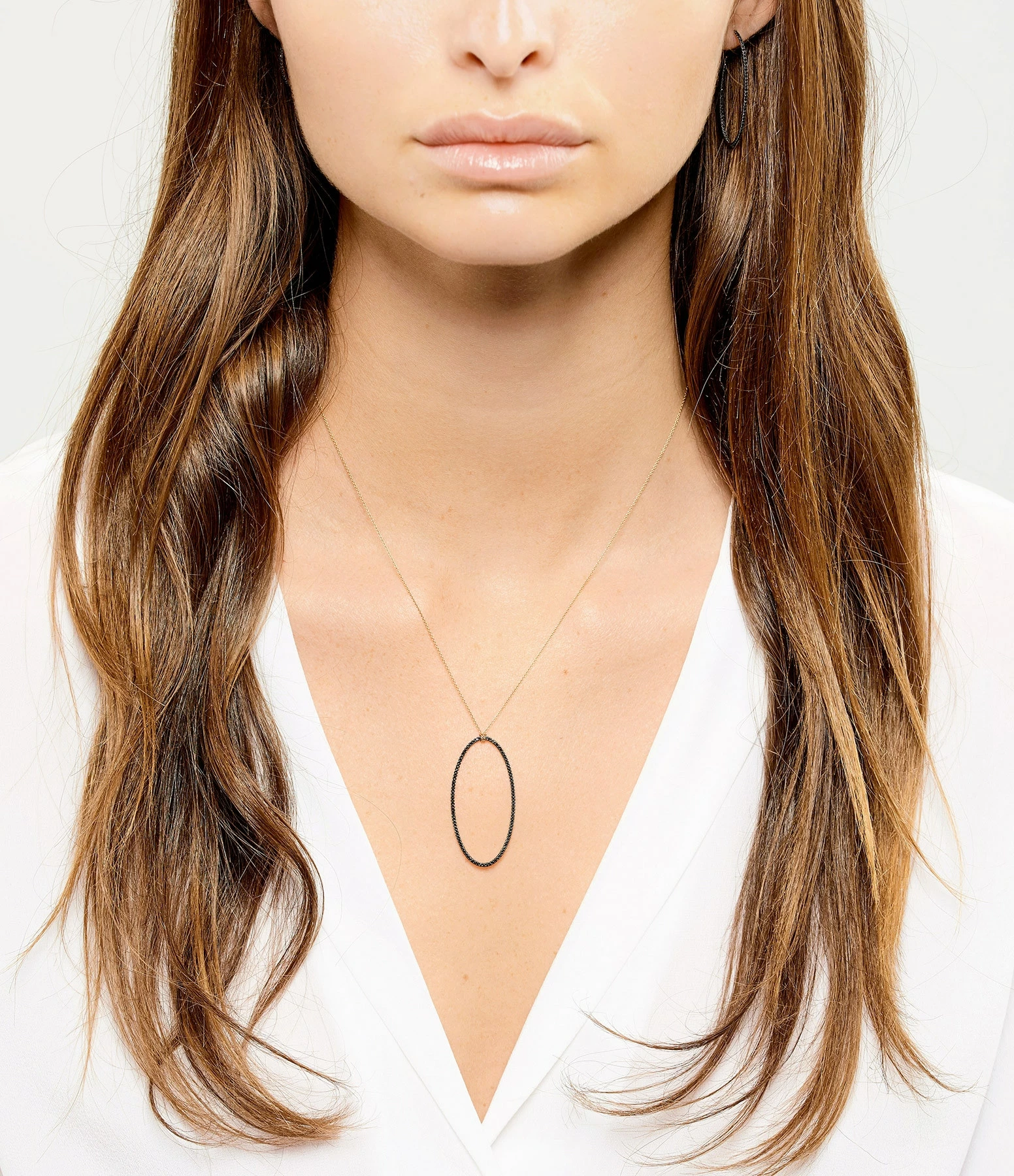 Ginette NY Créoles Ellipses & Sequins Or Rose Diamants Noirs 3 Ginette NY Créoles Ellipses & Sequins Or Rose Diamants Noirs – Image 3