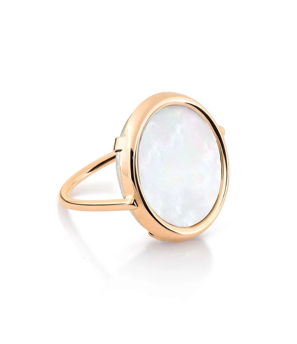 Ginette NY Bague Disc Or Rose Nacre Blanche 1 Ginette NY Bague Disc Or Rose Nacre Blanche