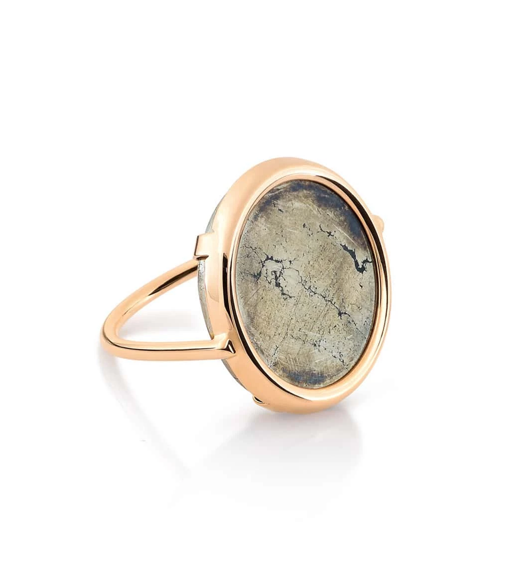 Ginette NY Bague Disc Or Rose Pyrite 1 Ginette NY Bague Disc Or Rose Pyrite