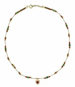 TITYARAVY Collier Gini Rubis Argent Doré