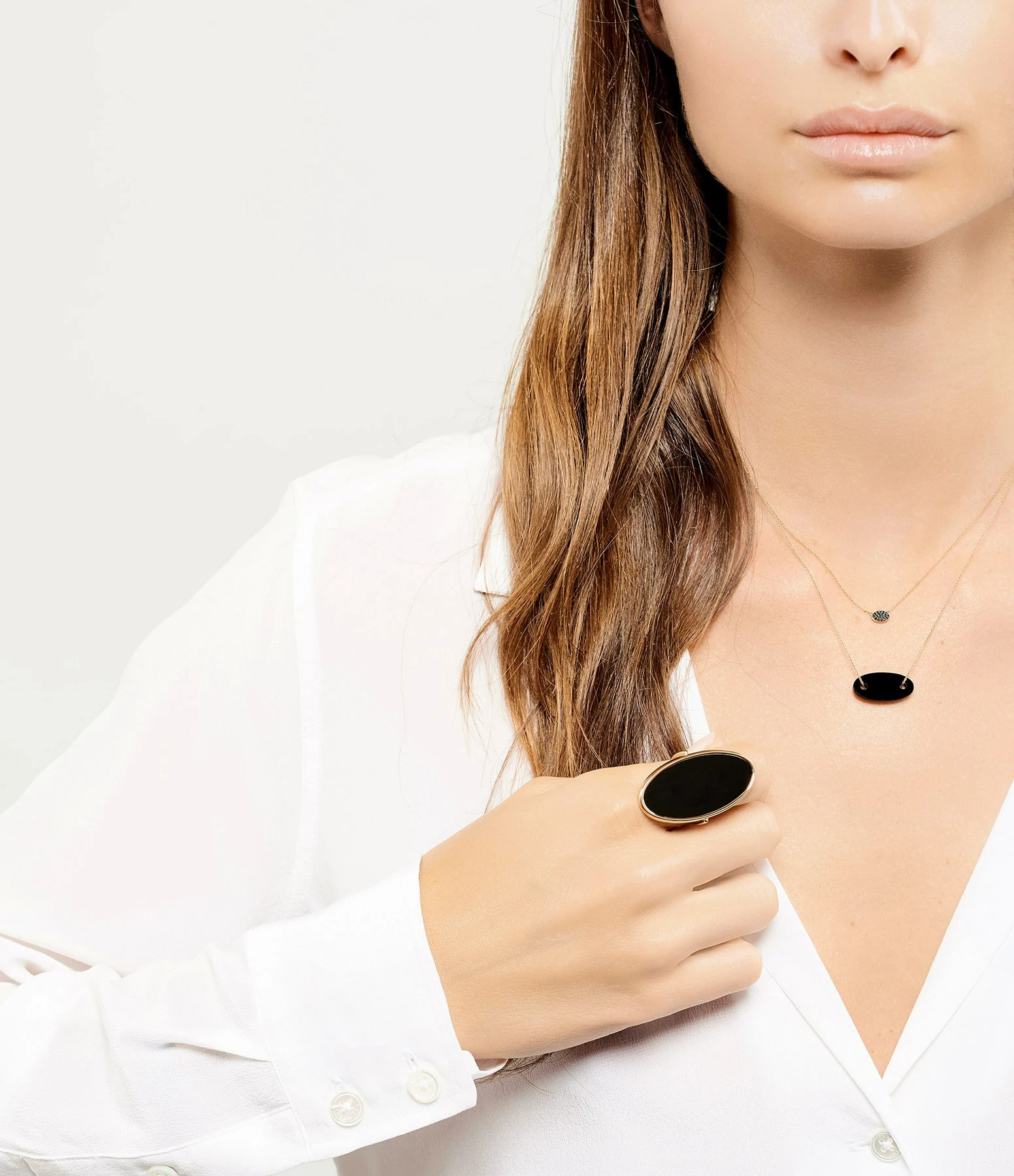 Ginette NY Bague Ellipse Onyx Or Rose 2 Ginette NY Bague Ellipse Onyx Or Rose – Image 2