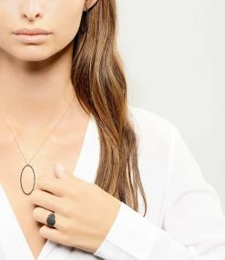 Ginette NY Collier Ellipses & Sequins Jumbo Or Rose Diamants Noirs -COLLIERS Shop ginrs look20190527 216