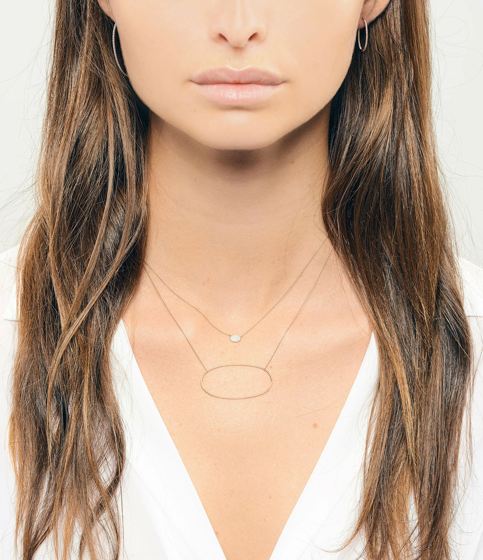 Ginette NY Créoles Ellipses & Sequins Or Rose Diamants 3 Ginette NY Créoles Ellipses & Sequins Or Rose Diamants – Image 3