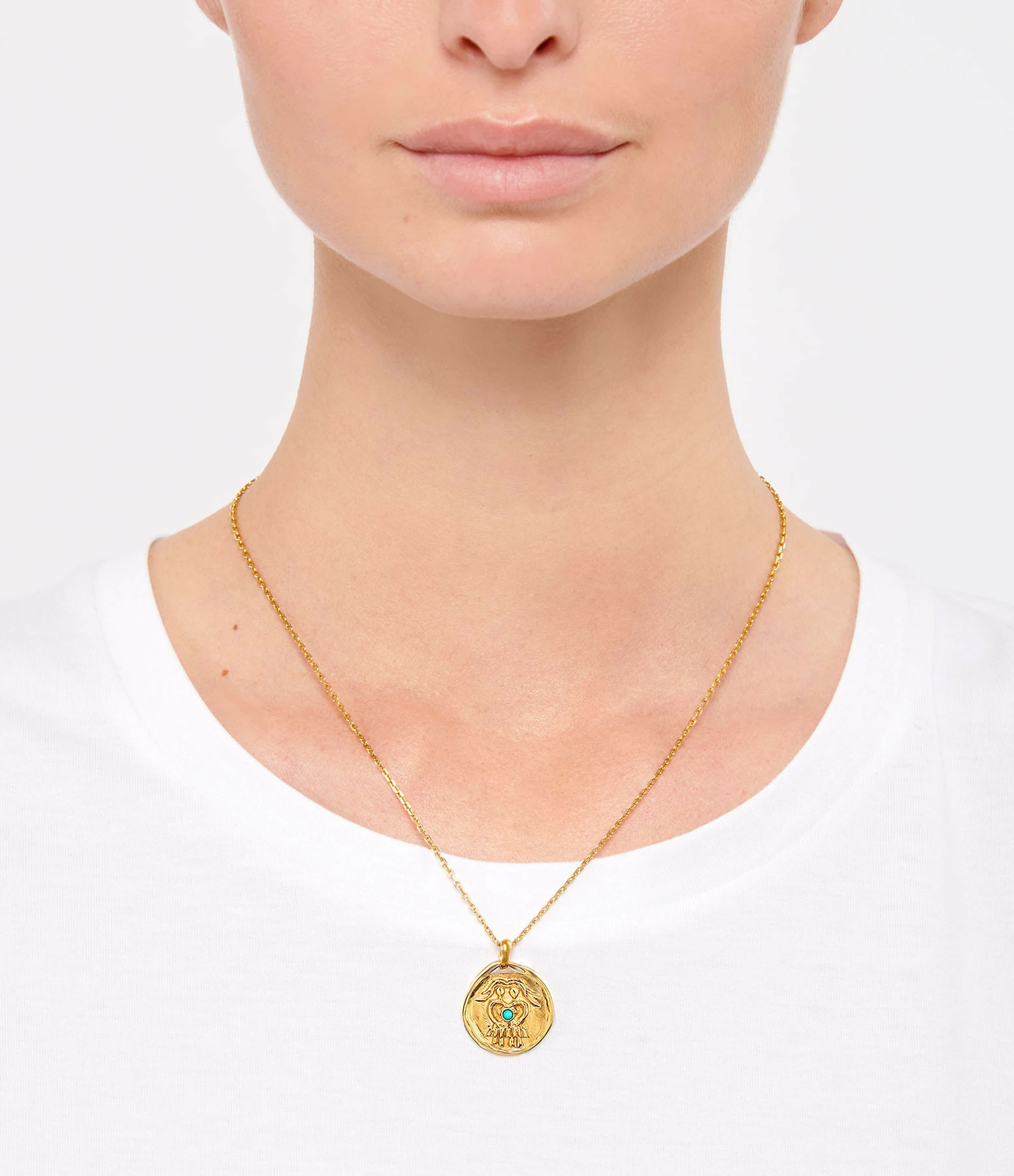 GOOSSENS PARIS Collier Talisman Mini Astro Gémeaux Turquoise 2 GOOSSENS PARIS Collier Talisman Mini Astro Gémeaux Turquoise – Image 2