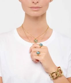 GOOSSENS PARIS Bague Cabochon Carré Cristal De Roche Bleu Denim -COLLIERS Shop gooss look20210430 149