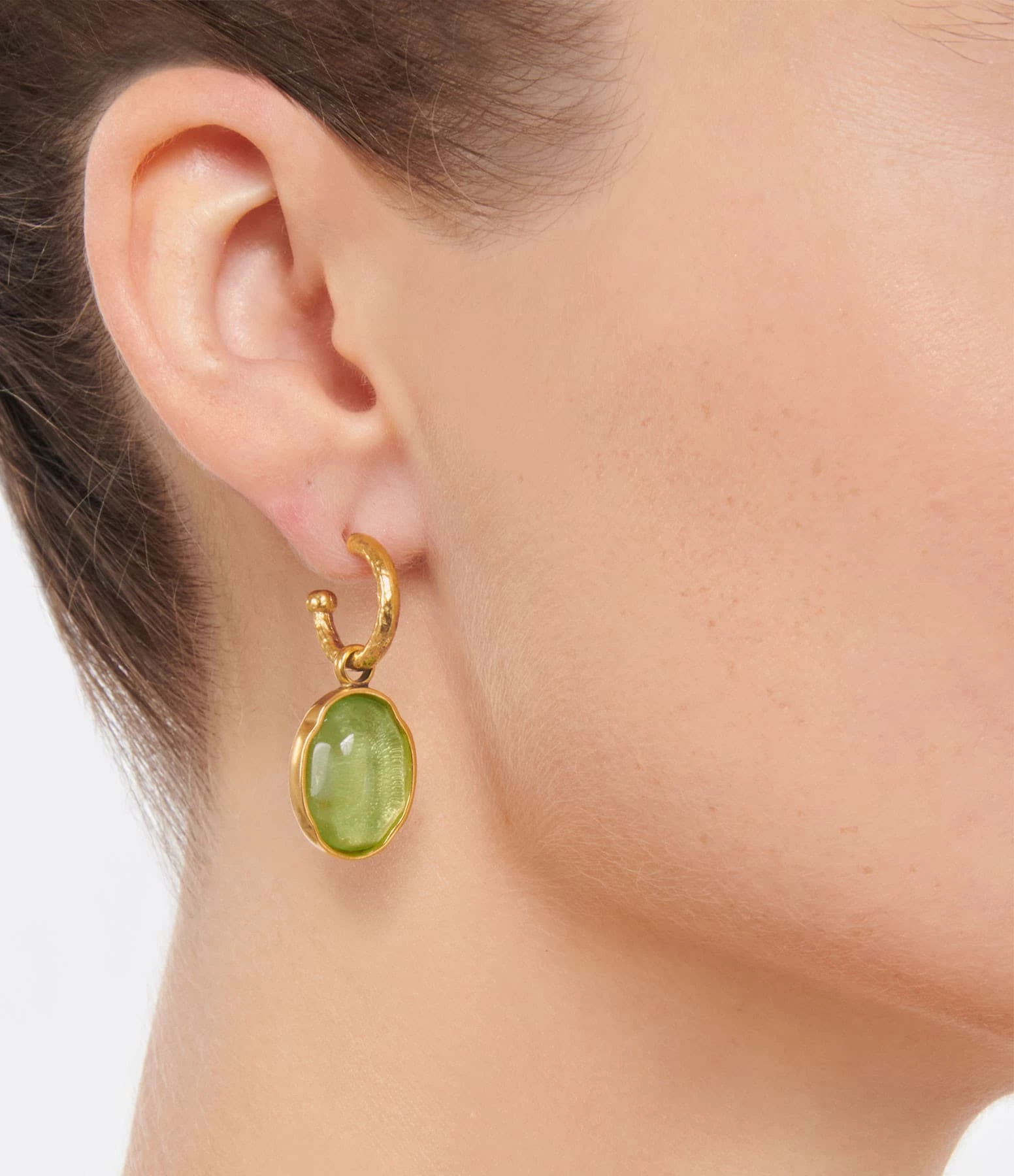 GOOSSENS PARIS Créole Cabochon Cristal De Roche Vert Clair (vendue à L'unité) 2 GOOSSENS PARIS Créole Cabochon Cristal De Roche Vert Clair (vendue à L'unité) – Image 2