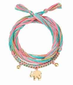 Aurélie Bidermann Bracelet Honolulu Charm Éléphant Rose Turquoise