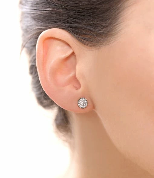 Ginette NY Boucles D'oreilles Ellipses & Sequins Ronds Or Rose Diamants 2 Ginette NY Boucles D'oreilles Ellipses & Sequins Ronds Or Rose Diamants – Image 2