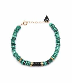 MON PRECIEUX GEM Bracelet Puka M Onyx Malachite