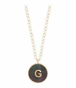 Ginette NY Collier Initial Nacre Noire Or Rose, Personnalisable