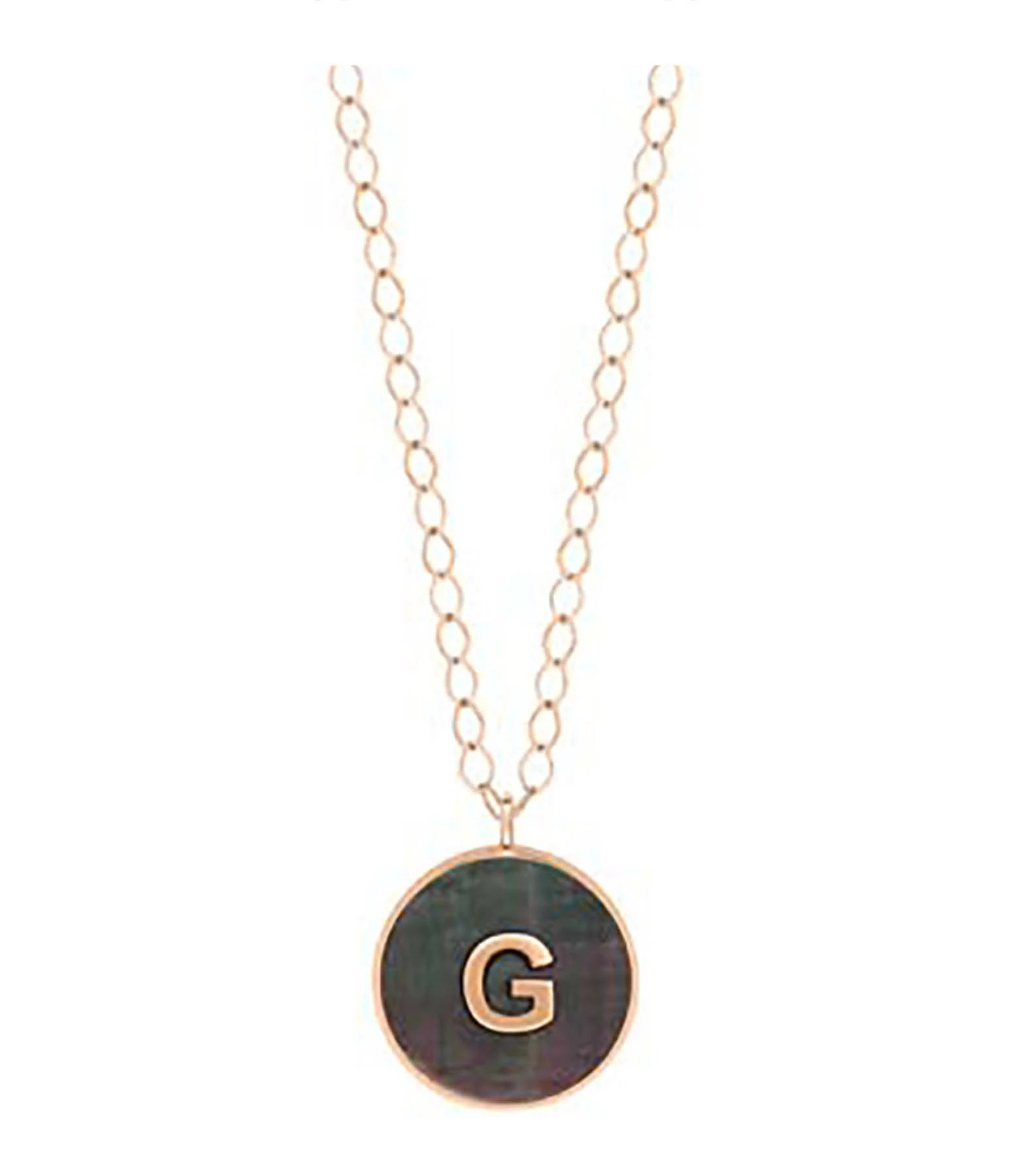 Ginette NY Collier Initial Nacre Noire Or Rose, Personnalisable 1 Ginette NY Collier Initial Nacre Noire Or Rose, Personnalisable