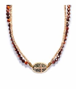 LSONGE Collier Lakota Croix Pyrite Rouge