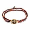 LSONGE Bracelet Lakota Croix Double Pyrite Rouge